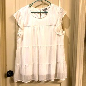 White, flowy, cap sleeve blouse. Only worn a few times.